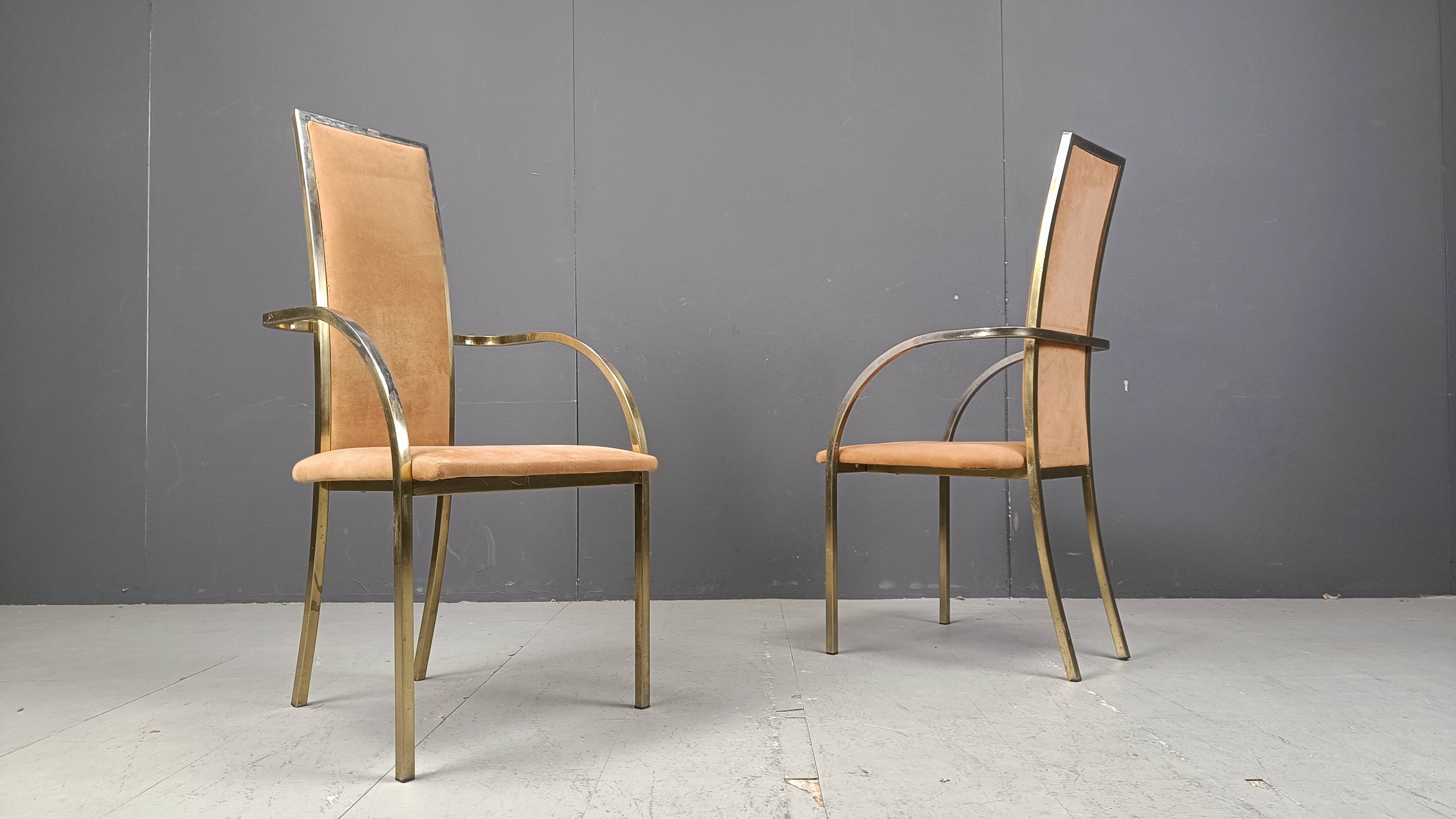 Brass dining chairs by Belgochrom, 1970s - set of 4