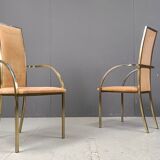 Brass dining chairs by Belgochrom, 1970s - set of 4