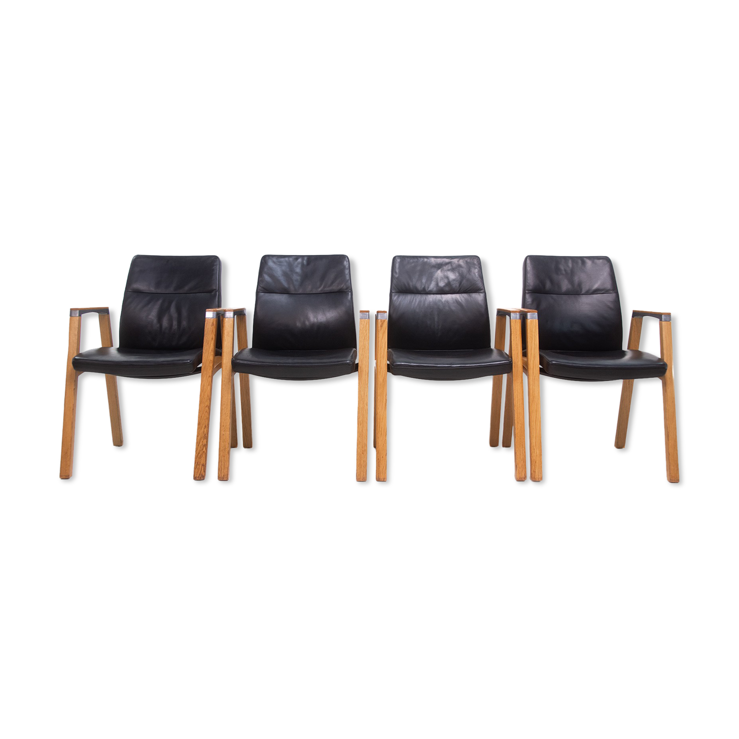 A Set of Four Sven Christiansen for Sven Fulcrum Leather Office Armchairs