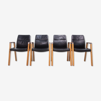 A Set of Four Sven Christiansen for Sven Fulcrum Leather Office Armchairs