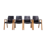 A Set of Four Sven Christiansen for Sven Fulcrum Leather Office Armchairs