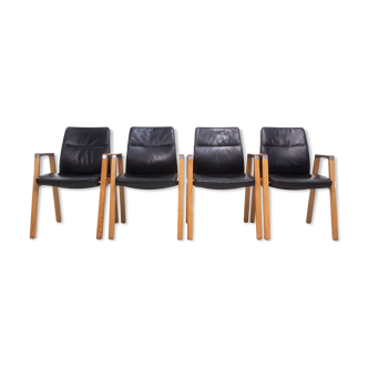 A Set of Four Sven Christiansen for Sven Fulcrum Leather Office Armchairs