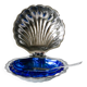Shell butter dish in stainless steel and blue glass, with butter dish, 1970