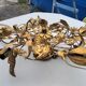Vintage chandelier in gilded metal