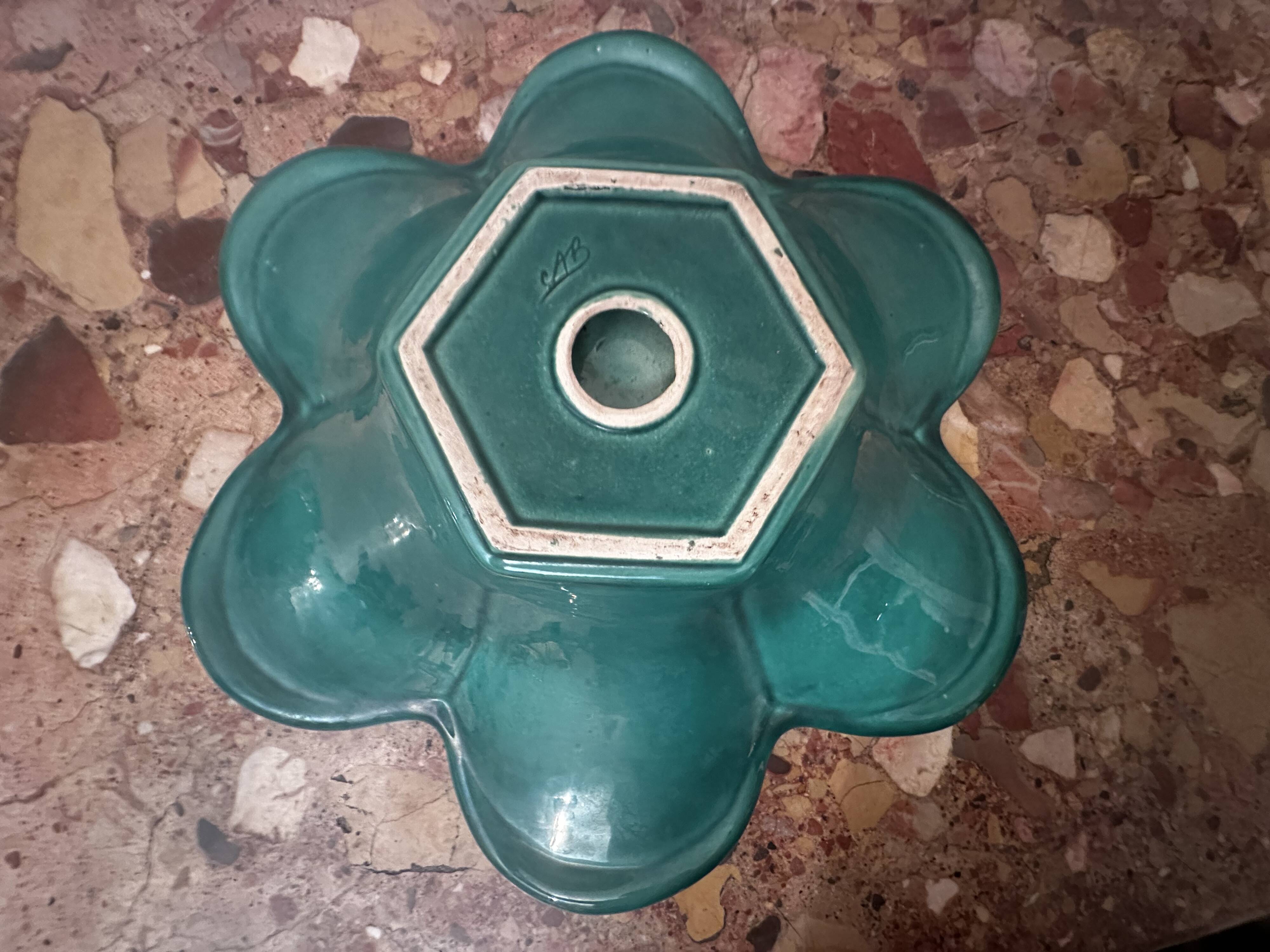 CAB Art Ceramics of Bordeaux - Large green art-deco centerpiece