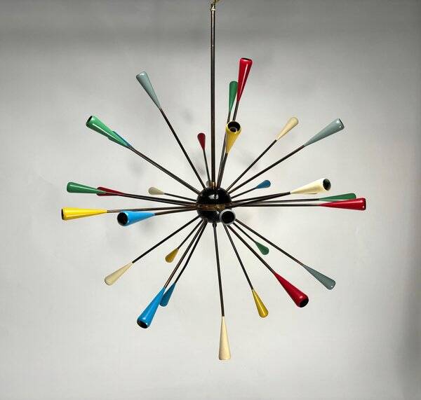 Mid-Century Sputnik Chandelier attributed to Stilnovo, Italy, 1950s