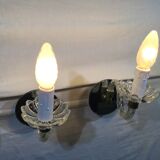 Pair of glass and mirror sconces