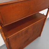 Large vintage rattan, wood and cane bookcase from the 70s