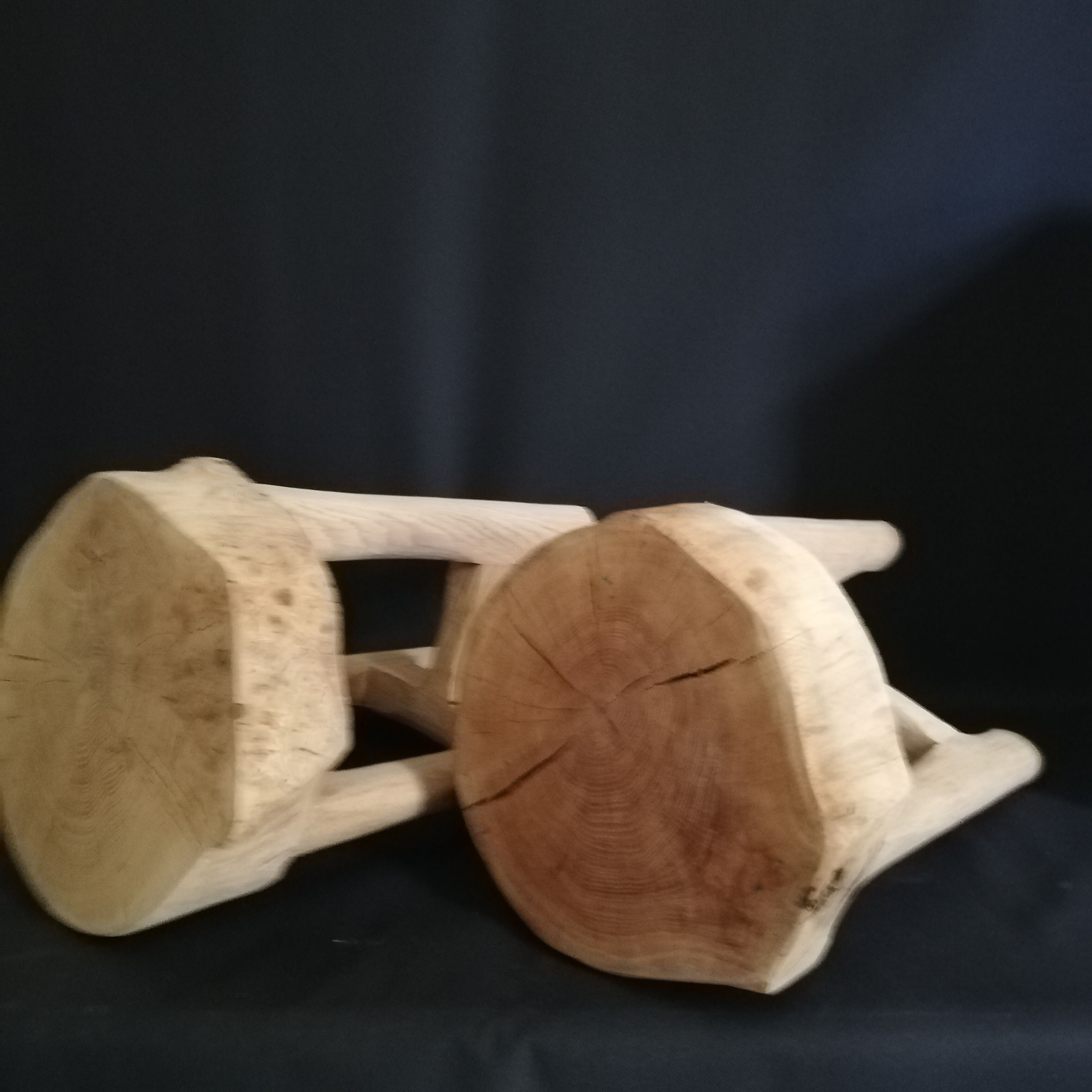 Brutalist solid oak stool