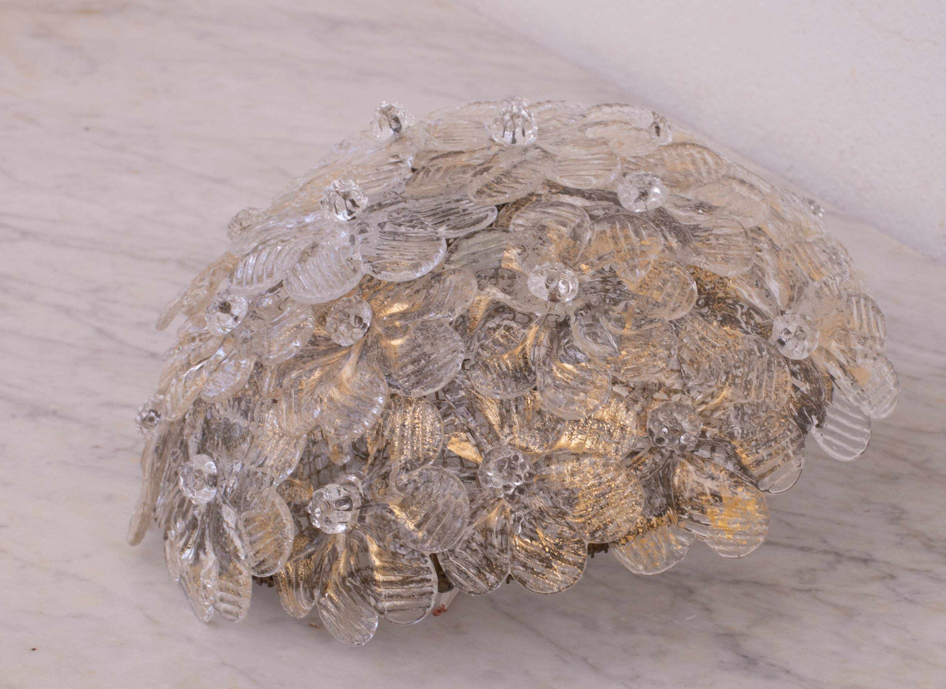 Murano Ceiling Light Flower by Seguso for Venini, Italy, 1960s