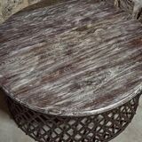 Table basse ronde en bois avec pieds métal
