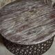 Table basse ronde en bois avec pieds métal