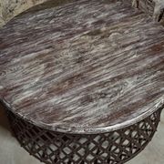 Table basse ronde en bois avec pieds métal