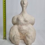 Modern white terracotta sculpture, Stylized female figure, 20 cm