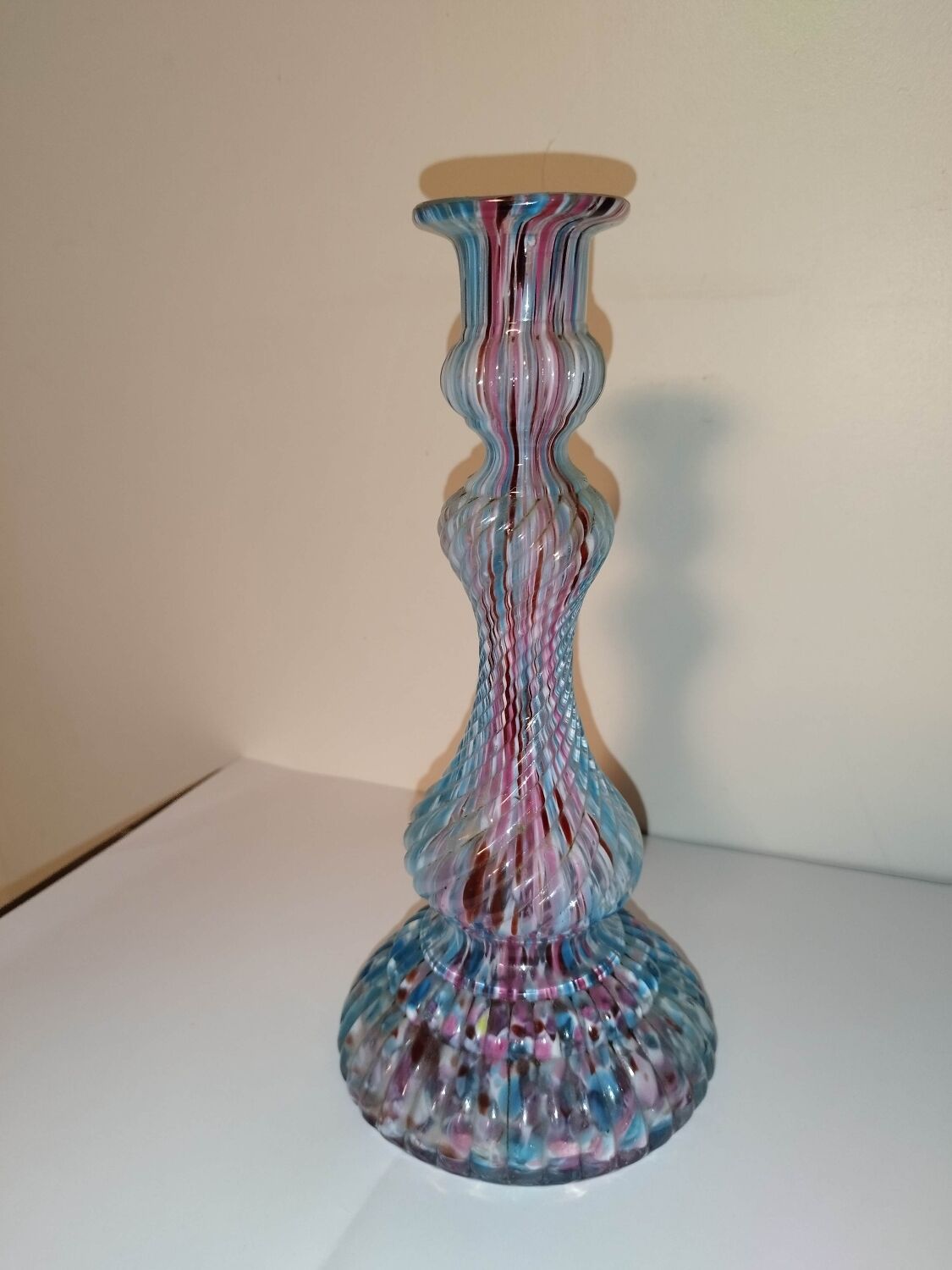 Clichy candle holder marbled blue rose white