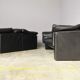 Moroso sofa set and armchairs in black leather, 1984