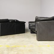 Moroso sofa set and armchairs in black leather, 1984