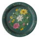 Metal serving tray with hand-painted floral decoration in a country flea market style