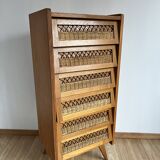 Chiffonnier bois et rotin