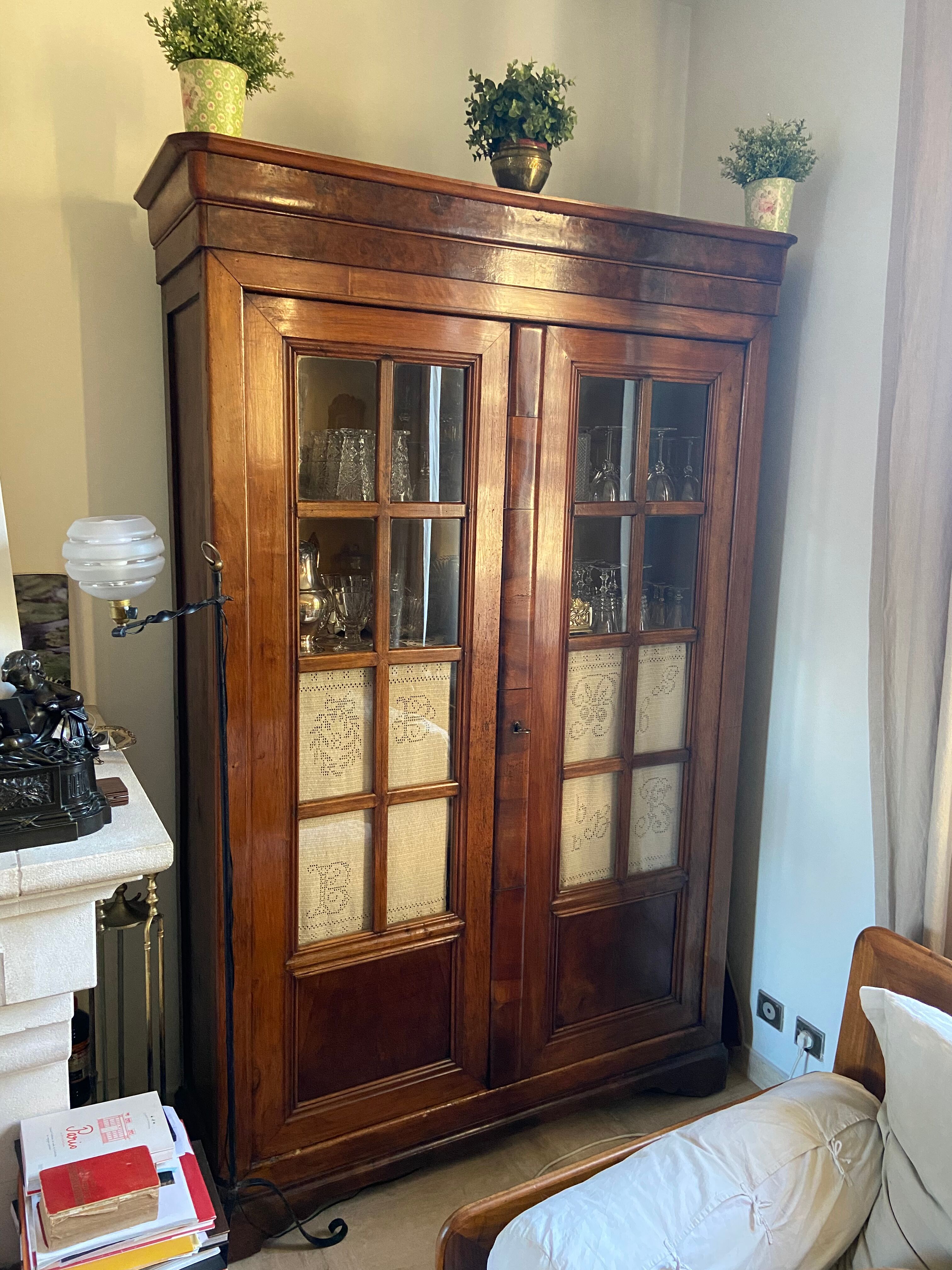 Walnut library louis Philippe XIXth century