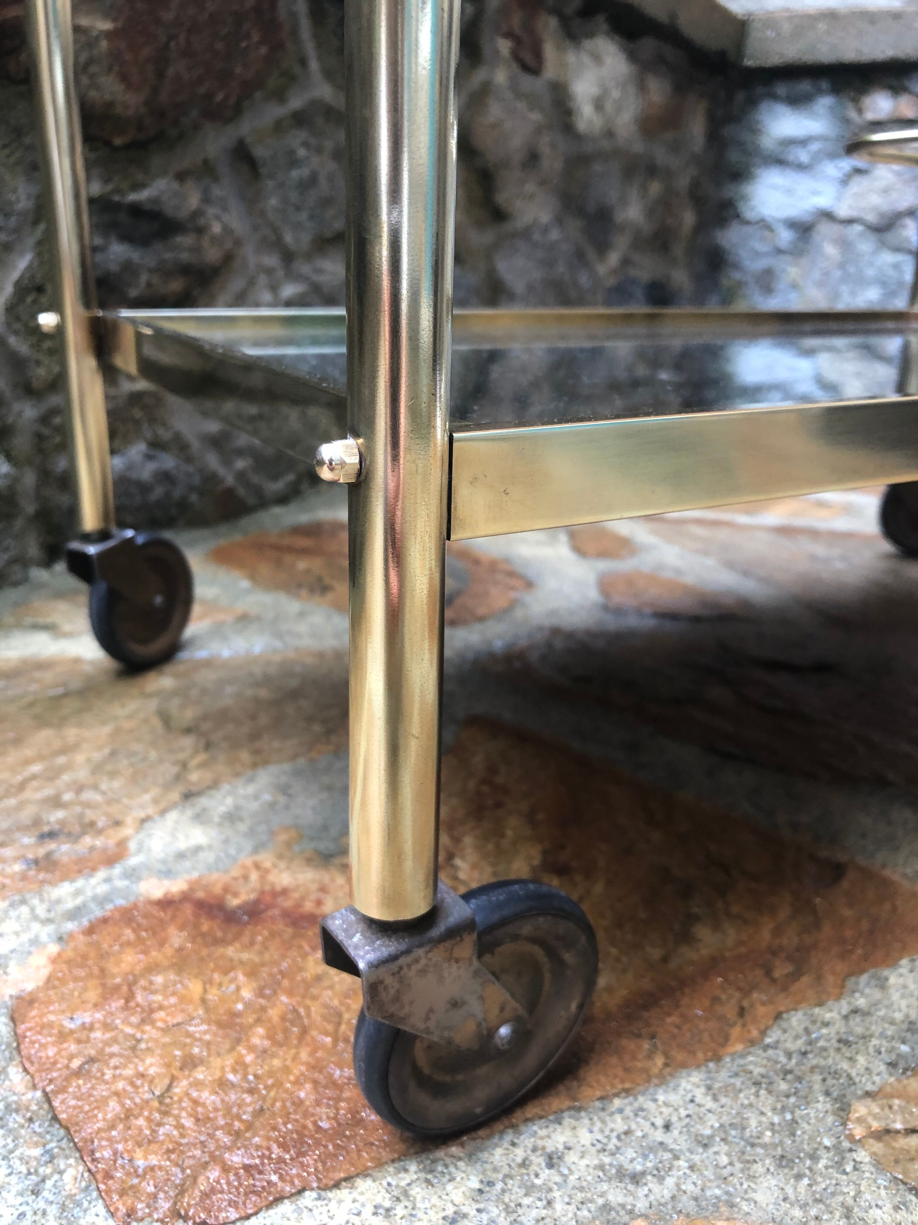 Golden rolling desserte vintage mirror trays