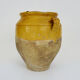 Glazed yellow confit pot, south west of France. Conservation pot. Pyrenees XIXth