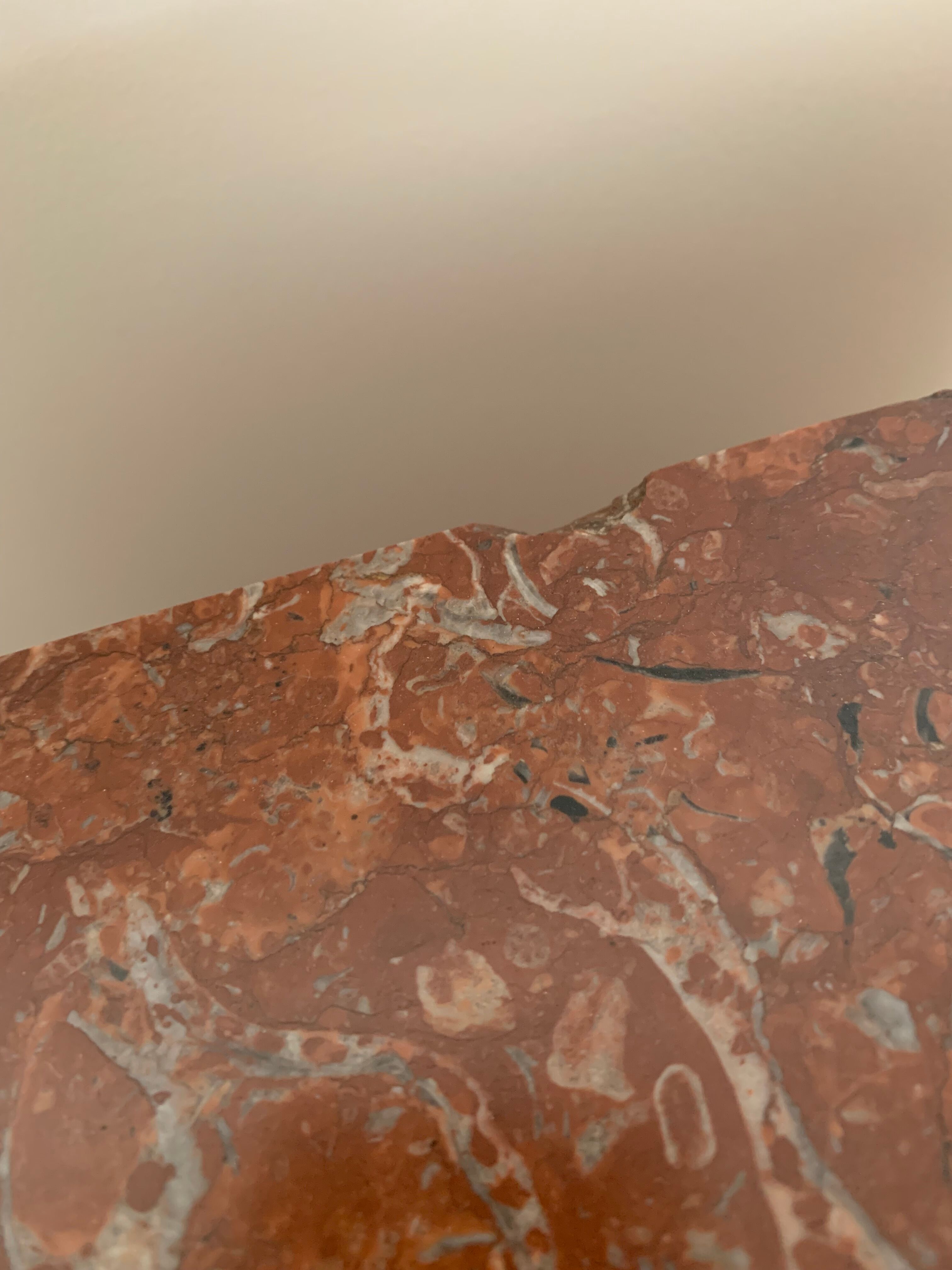 Pair of high marble and walnut bedside tables