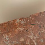Pair of high marble and walnut bedside tables