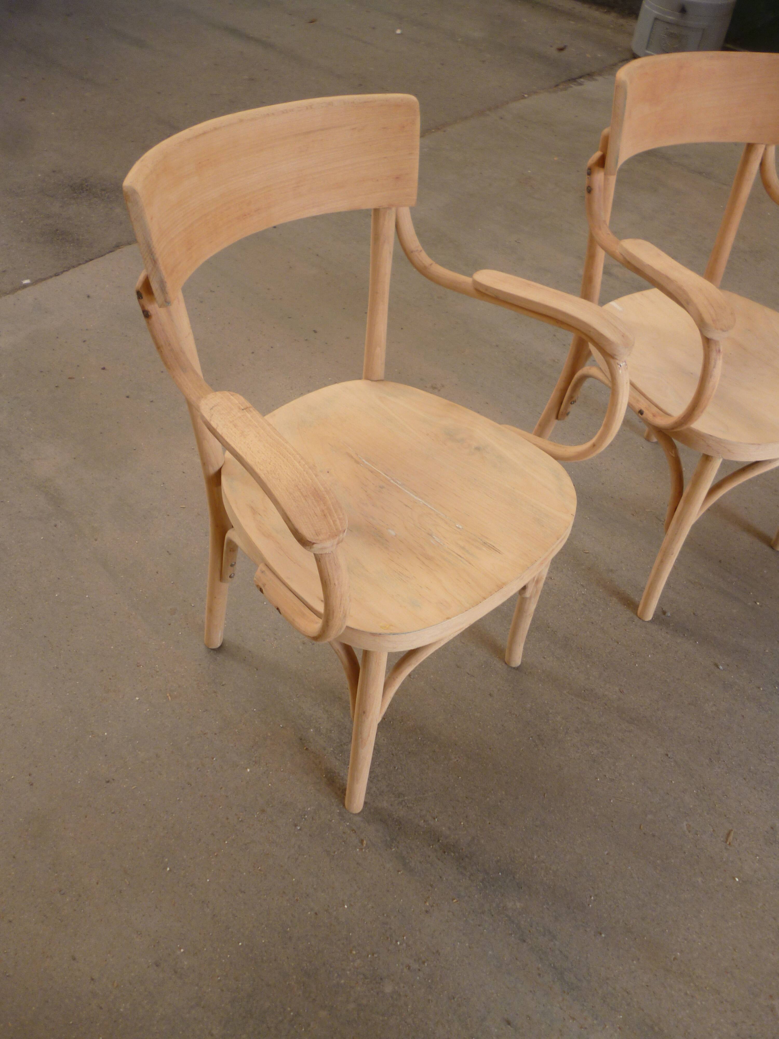 Paire de fauteuil en hêtre et bois courbés