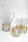 Vintage glassware set with decanter – golden spirals, France 1960