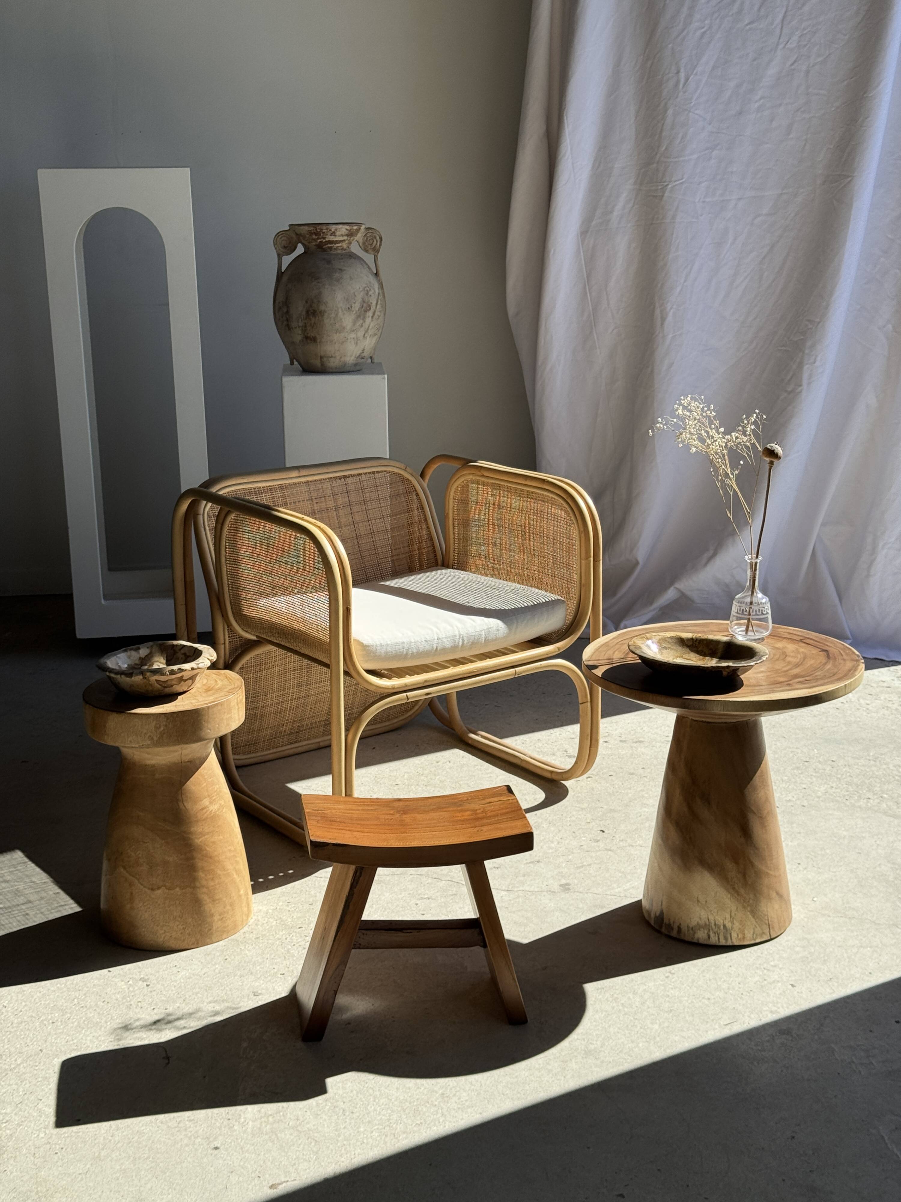 Stool, side table, end table in natural solid mango wood.