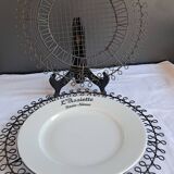 6 black metal serving plates