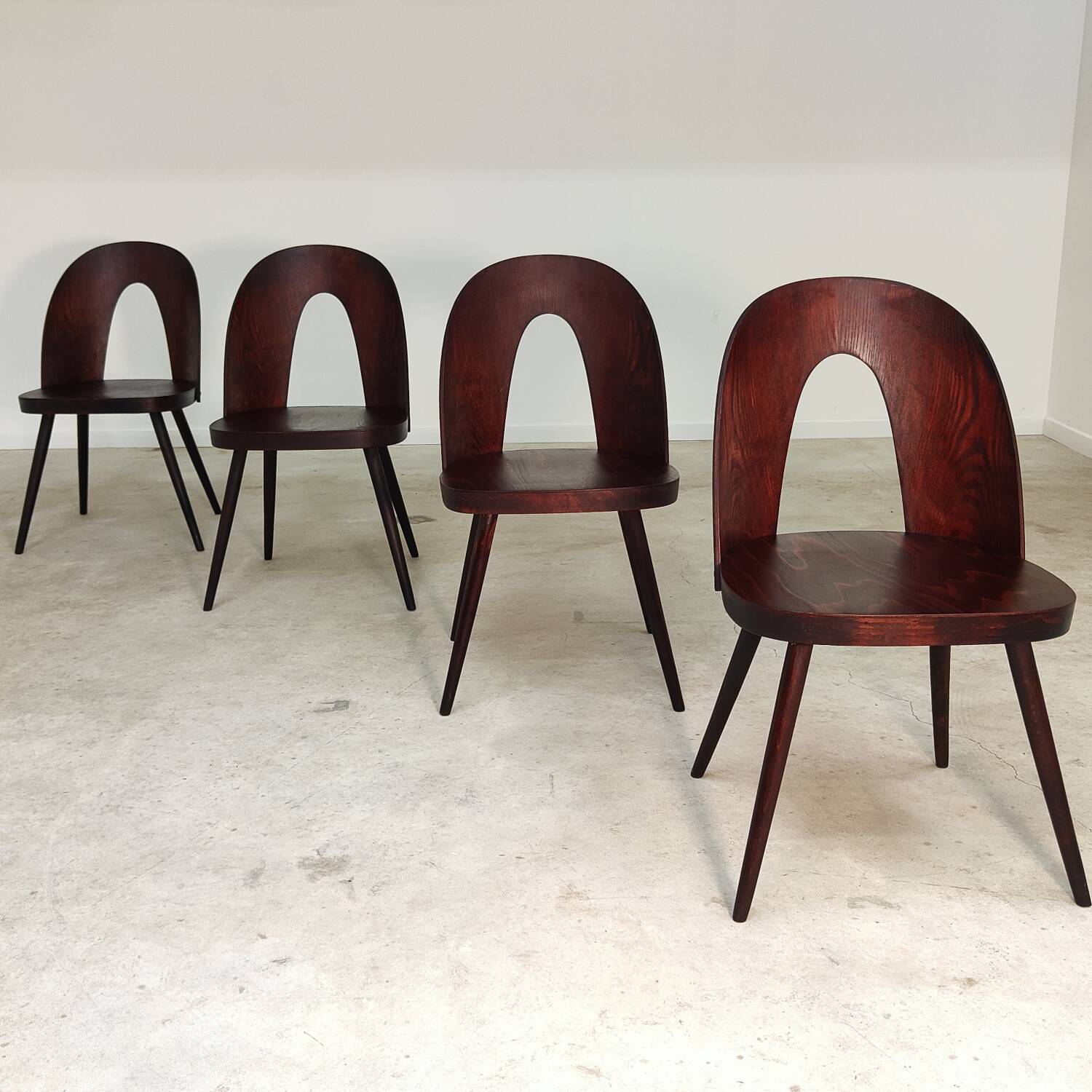 Set of 4 all-wood chairs by Antonin Suman for Tatra Nabytok