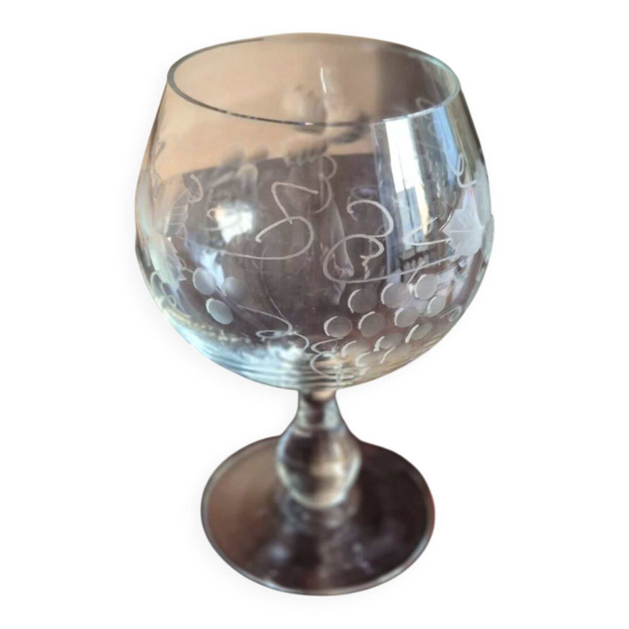 Large engraved glass in unsigned Bohemian crystal.