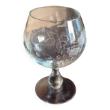 Large engraved glass in unsigned Bohemian crystal.