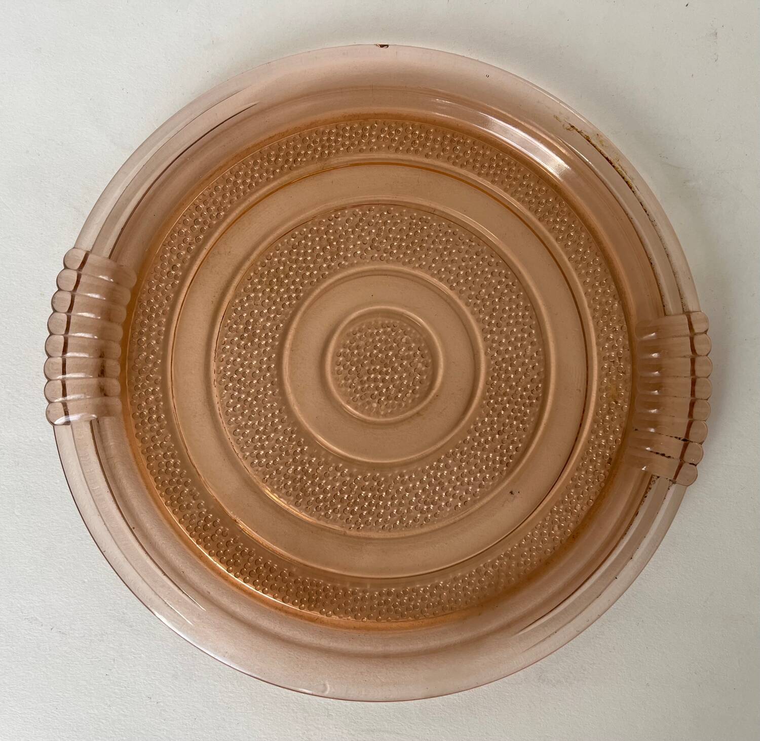 Plateau vintage en verre rose