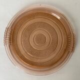Plateau vintage en verre rose