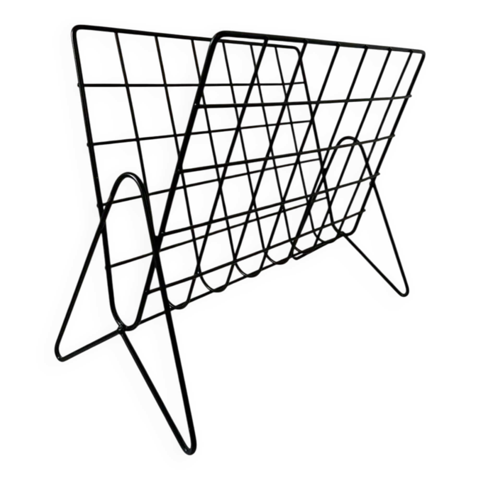 Black metal vinyl magazine rack design
