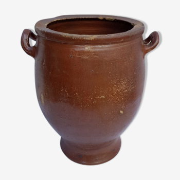 Ancien  pot en terre cuite vernissée a 2 anses