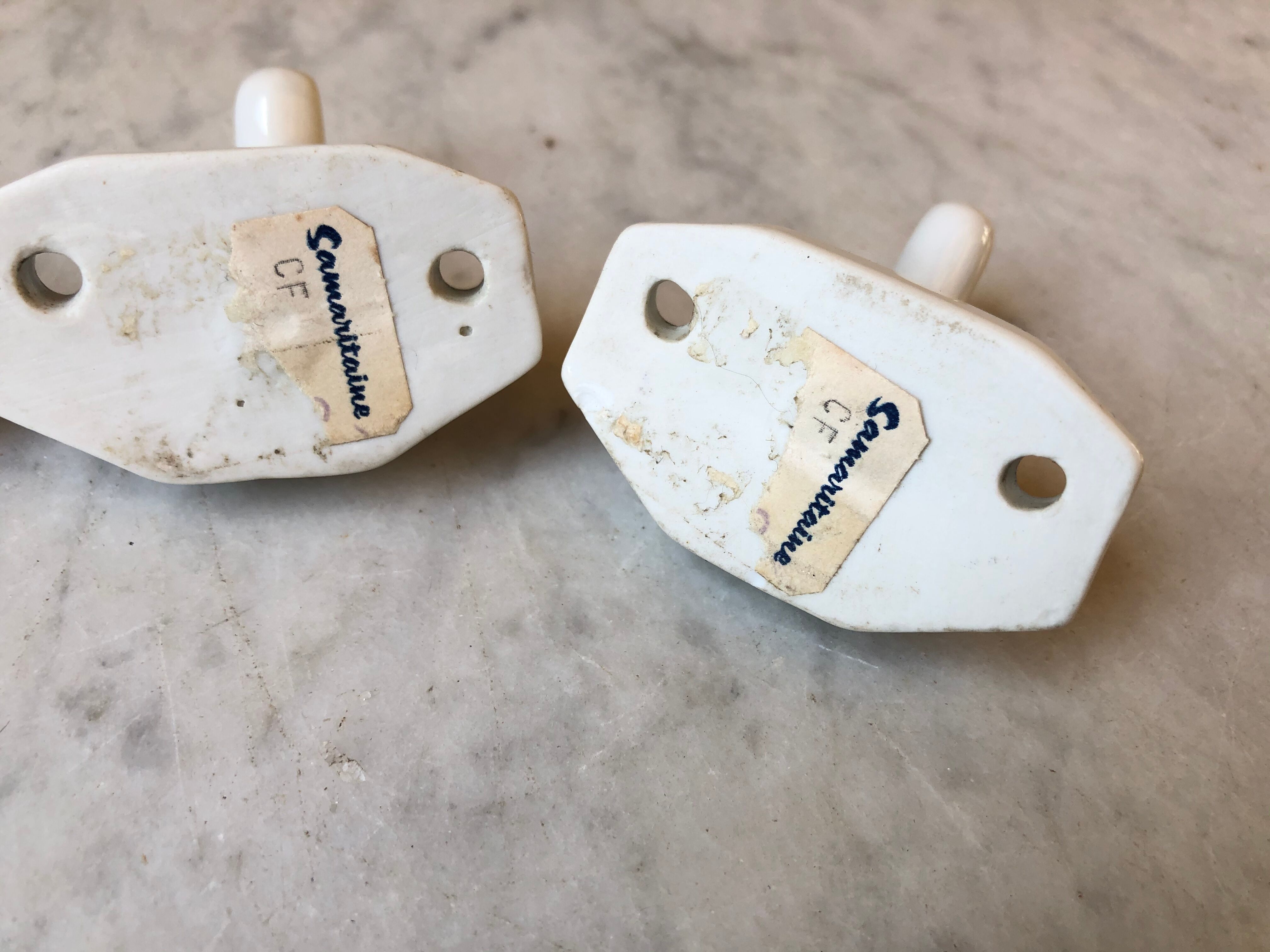 3 patères wall-makeers ceramic porcelain floral vintage 60 Samaritan France