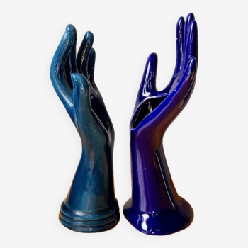 Duo de mains en céramique 1960/70