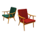 Pair of green-red boomerang armchairs by Antonin Suman for Ton (Thonet) 19