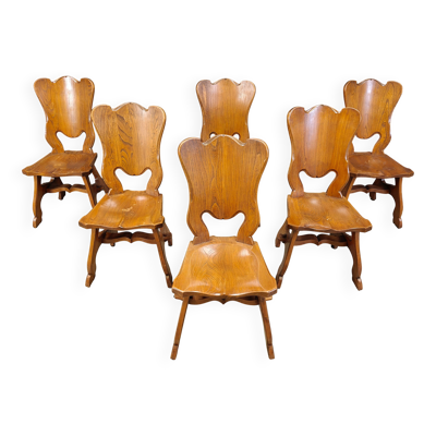 Chaises de salle à manger en chêne brutalisme, Pays-Bas - années 1960