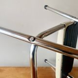 Vintage cosco step stool chair in chrome steel and white skai