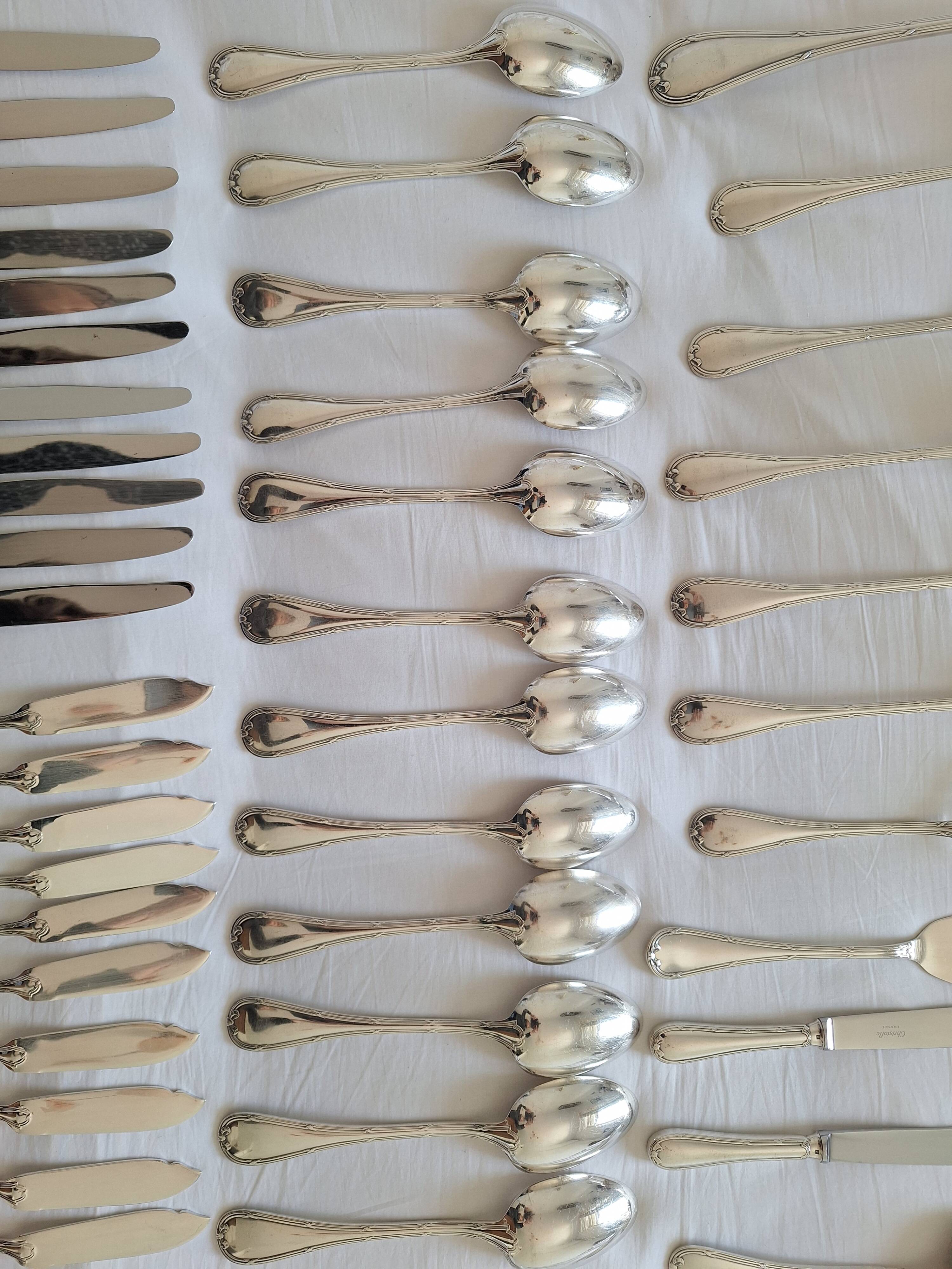 Christofle Rubans Cutlery Set - 133 pieces in silver-plated metal