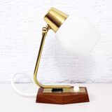 Teak and brass bedside or table lamp