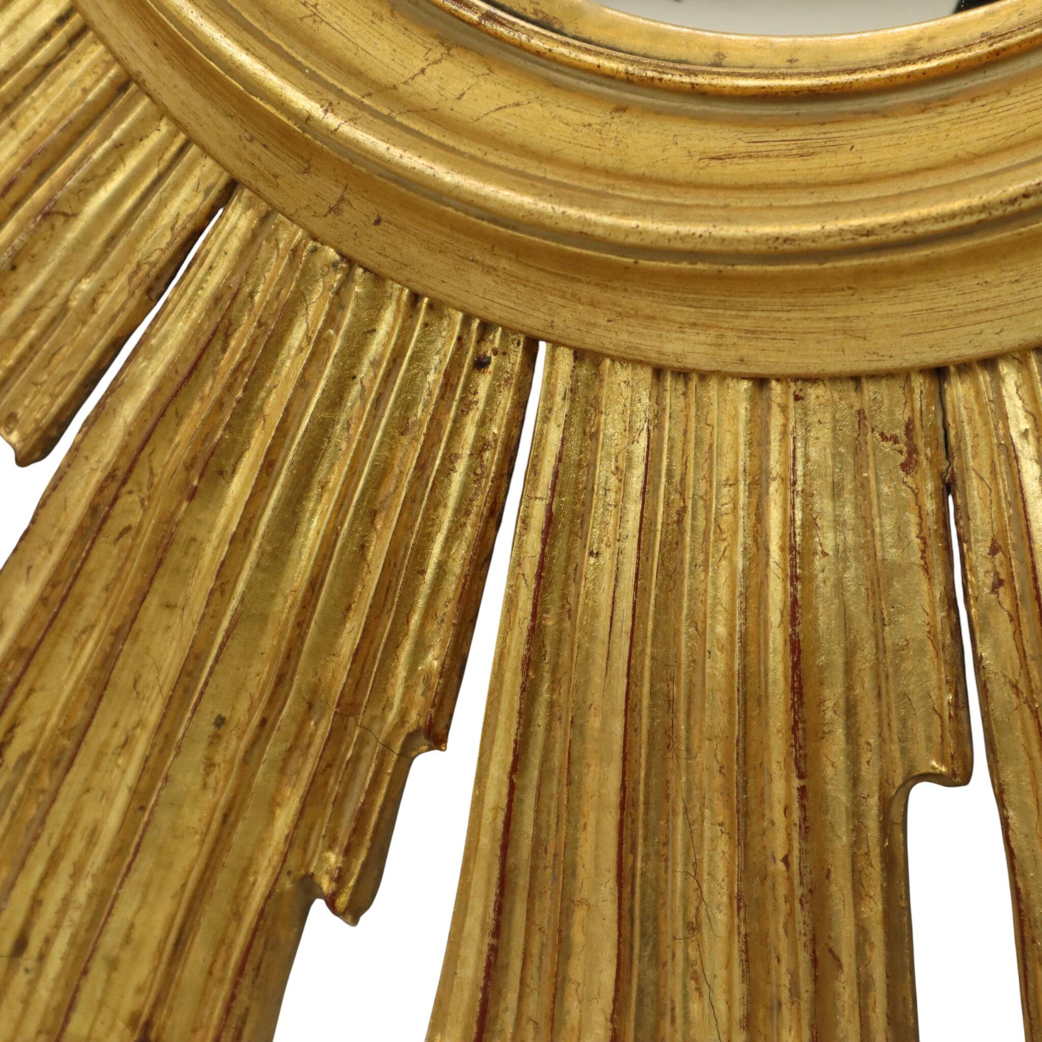 Deknudt Sunburst Sun Mirror Gilded Wood Sixties 69cm