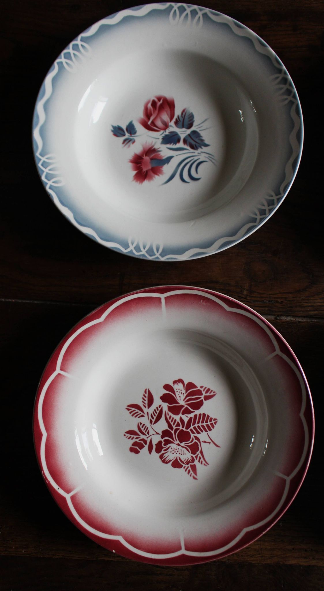 6 mismatched soup plates Marsac Marinette Digoin Badonviller