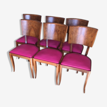 Walnut chairs bramble and faux leather