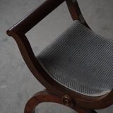 Empire-style Danish piano chair/stool with velvet seat, early 1900s.
